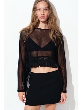 H&M Linen-blend Mini Skirt in Black Size 6